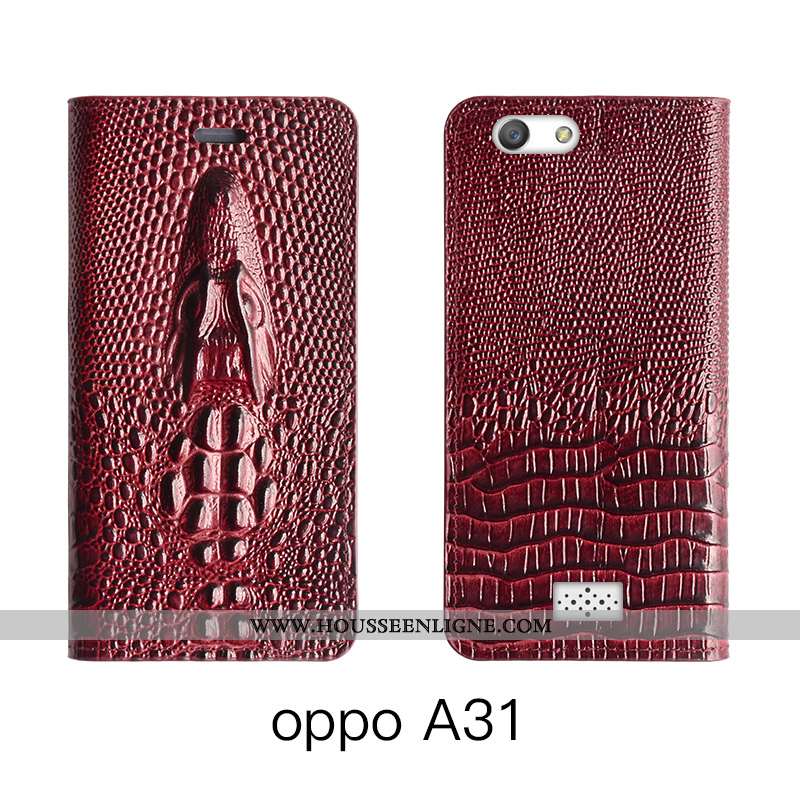 Étui Oppo A31 Cuir Véritable Cuir Téléphone Portable Bovins Tout Compris Rouge Rose
