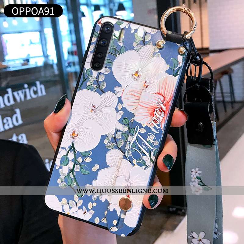Étui Oppo A91 Créatif Fluide Doux Téléphone Portable Incassable Bleu Silicone Amoureux