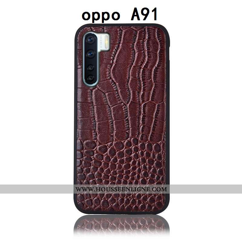 Étui Oppo A91 Cuir Véritable Protection Marron Tout Compris Téléphone Portable Incassable