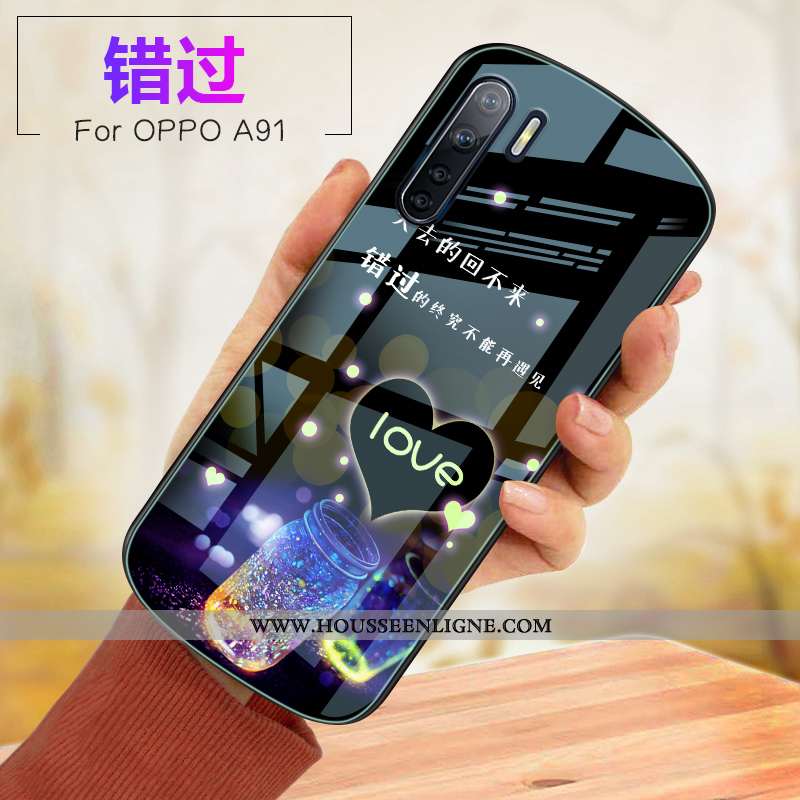 Étui Oppo A91 Verre Fluide Doux Incassable Téléphone Portable Rose Coque