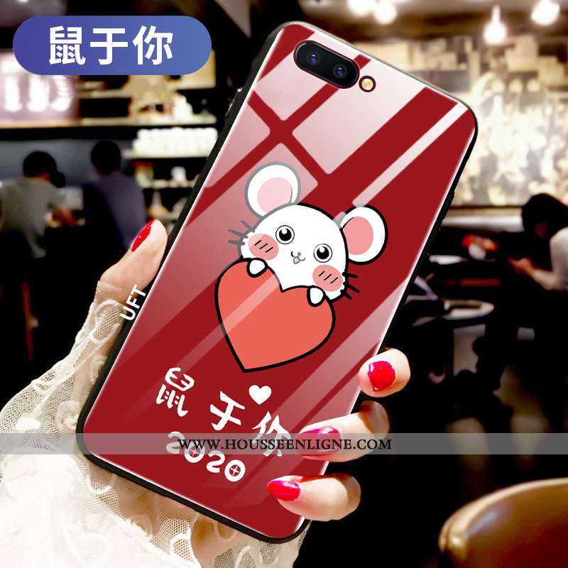 Étui Oppo Ax5 Verre Téléphone Portable Rouge Incassable Tout Compris Rat Net Rouge