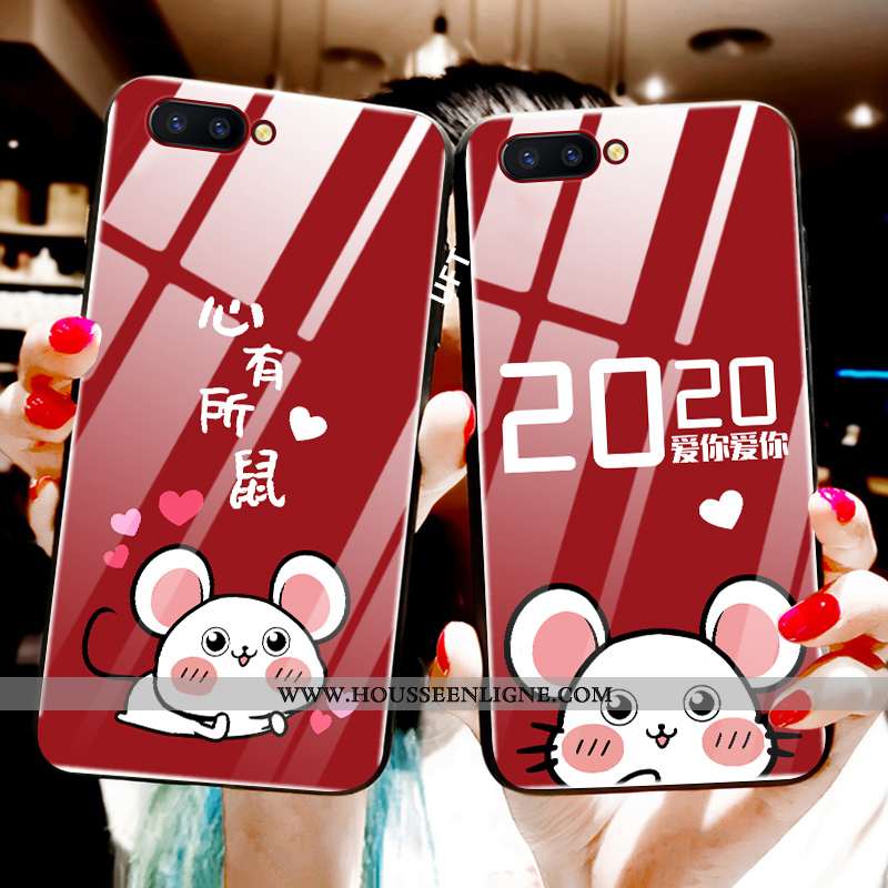 Étui Oppo Ax5 Verre Téléphone Portable Rouge Incassable Tout Compris Rat Net Rouge