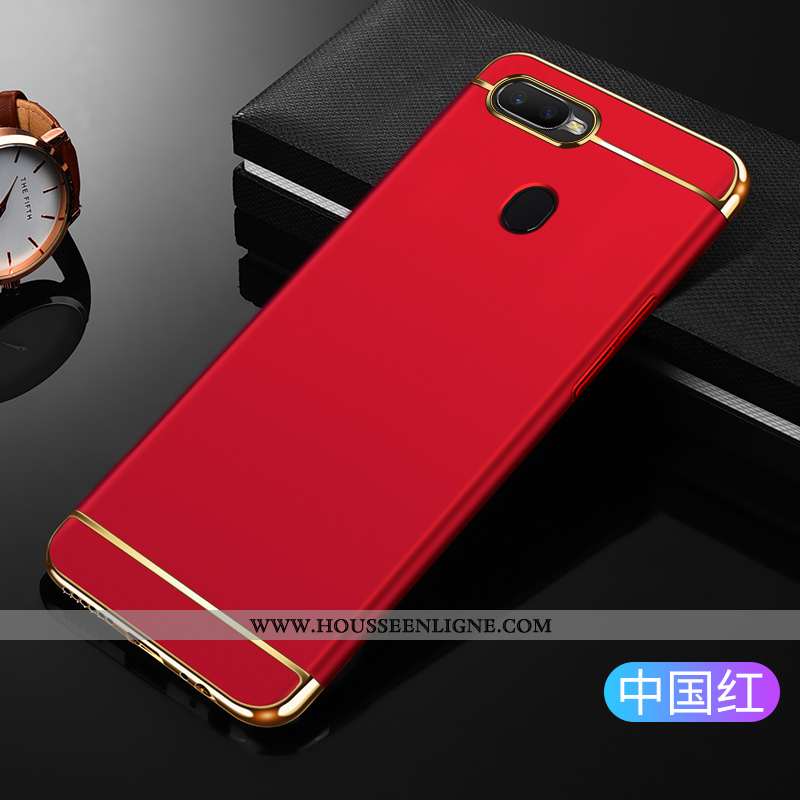 Étui Oppo Ax7 Délavé En Daim Coque Net Rouge Incassable Rose Téléphone Portable