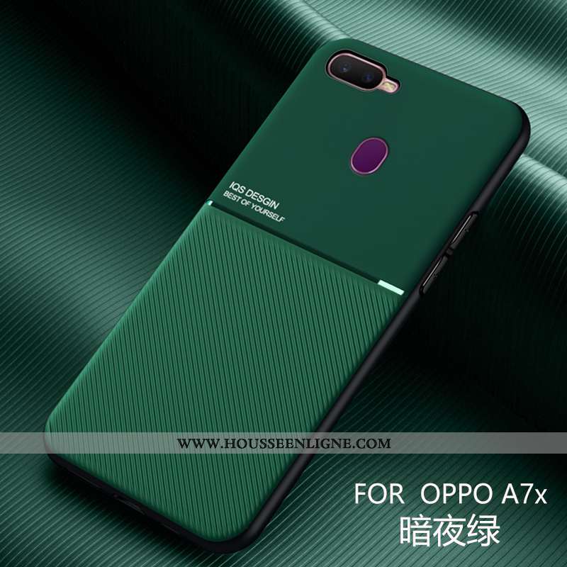 Étui Oppo Ax7 Mode Protection Légère Net Rouge Incassable Cuir Téléphone Portable Noir