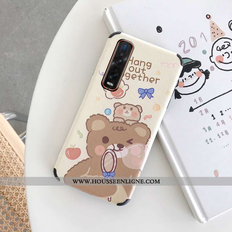 Étui Oppo Find X2 Pro Protection Dessin Animé Blanc Téléphone Portable Tout Compris Modèle Fleurie B