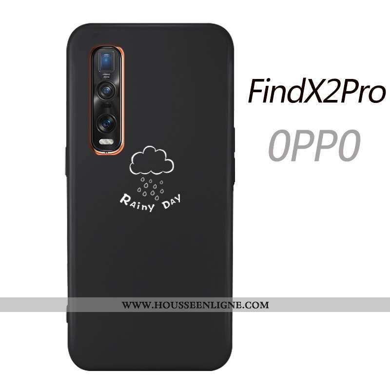 Étui Oppo Find X2 Pro Ultra Tendance Tout Compris Silicone Fluide Doux Simple Amoureux Noir