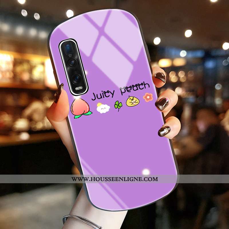 Étui Oppo Find X2 Pro Verre Protection Frais Téléphone Portable Violet Coque Rose
