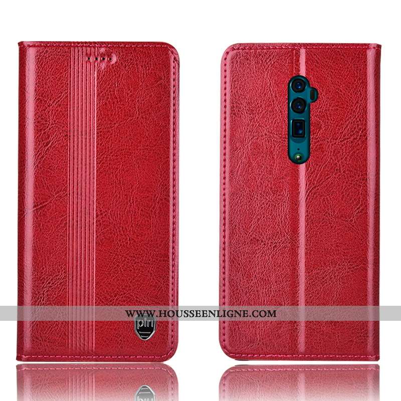 Étui Oppo Reno 10x Zoom Protection Cuir Véritable Incassable Téléphone Portable Tout Compris Rouge