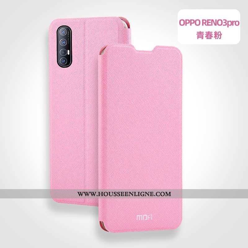 Étui Oppo Reno 3 Pro Protection Cuir Silicone Téléphone Portable Incassable Coque Rose