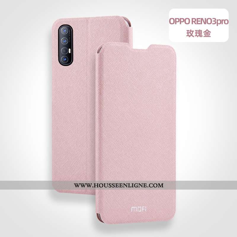 Étui Oppo Reno 3 Pro Protection Cuir Silicone Téléphone Portable Incassable Coque Rose