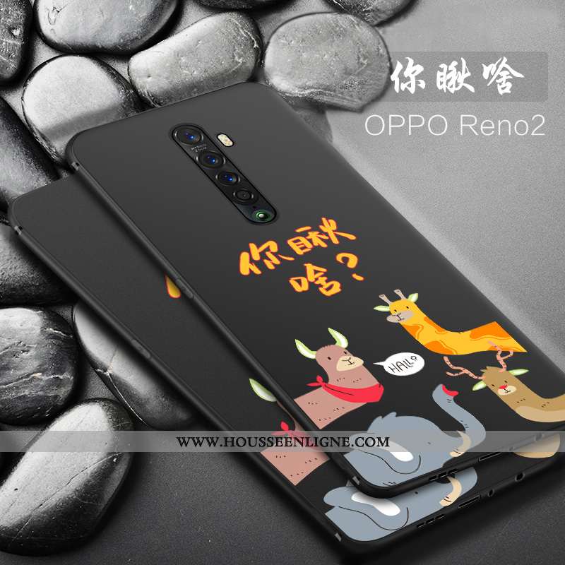 Étui Oppo Reno2 Fluide Doux Silicone Délavé En Daim Coque Noir Tout Compris Téléphone Portable