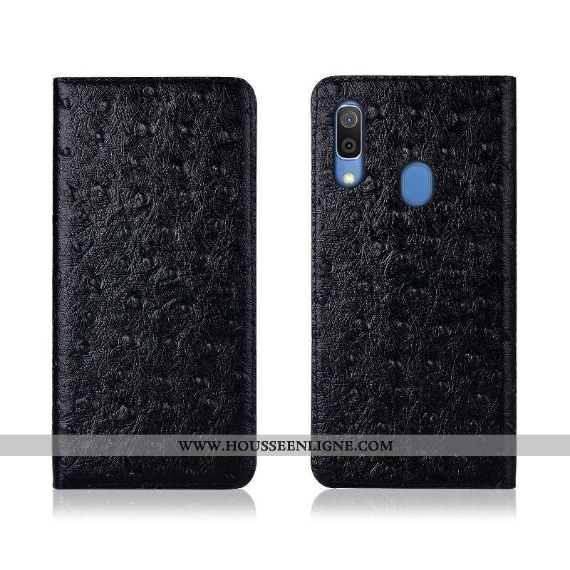 Étui Samsung Galaxy A20e Protection Cuir Véritable Téléphone Portable Marron Clamshell Silicone