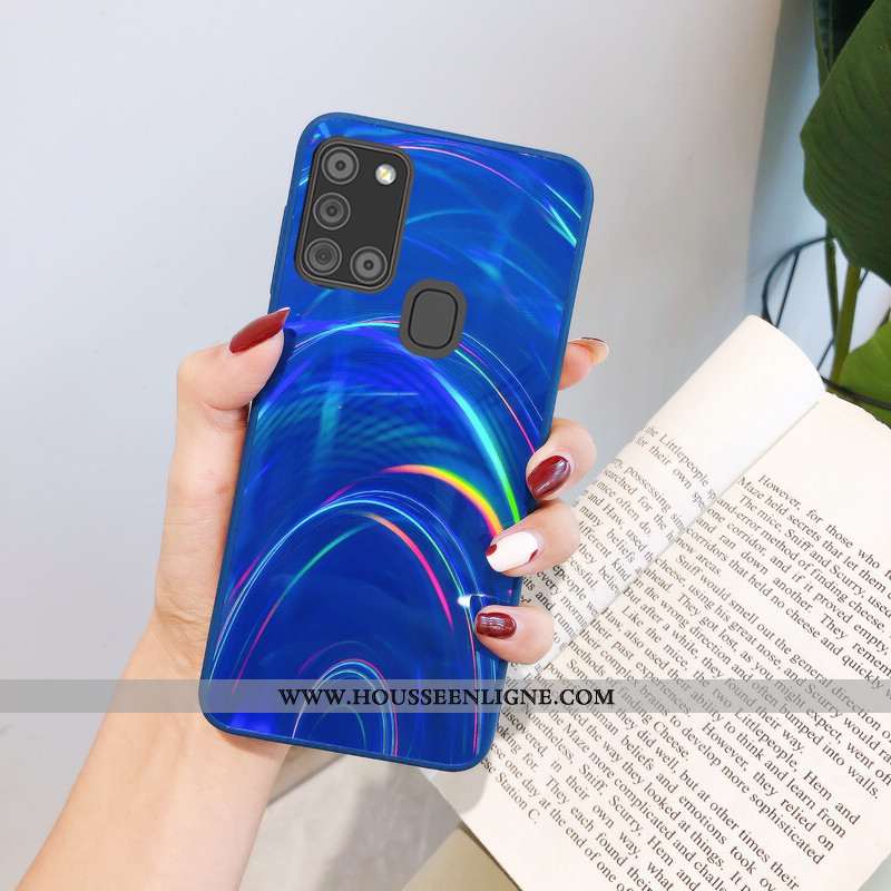 Étui Samsung Galaxy A21s Dessin Animé Tendance Silicone Fluide Doux Coque Légères Bleu