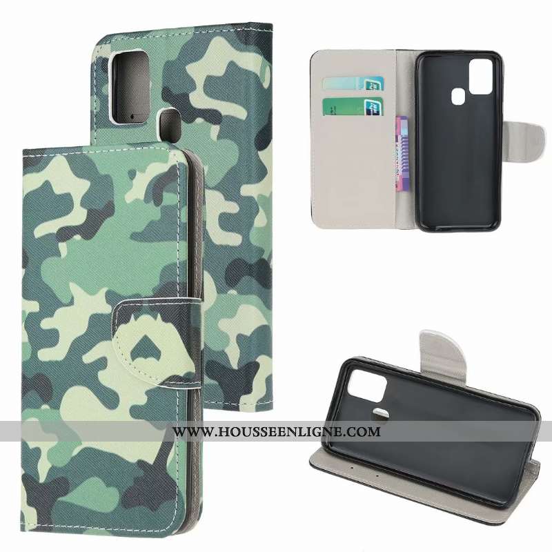Étui Samsung Galaxy A21s Modèle Fleurie Protection Vert Téléphone Portable Étoile Coque Verte
