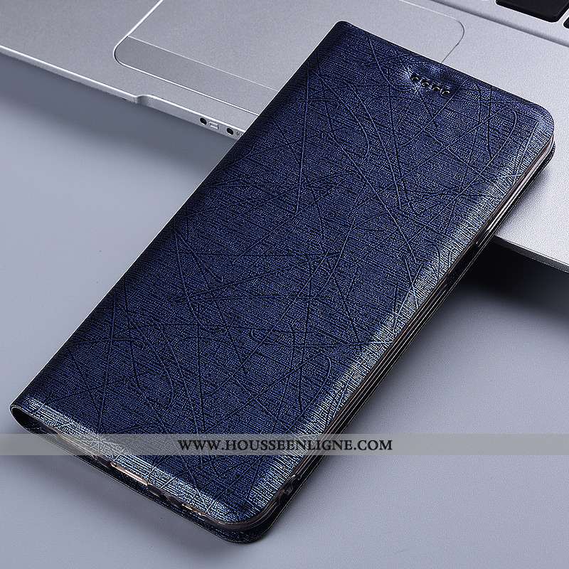 Étui Samsung Galaxy A21s Protection Cuir Coque Téléphone Portable Bleu Marin Soie Incassable Bleu Fo