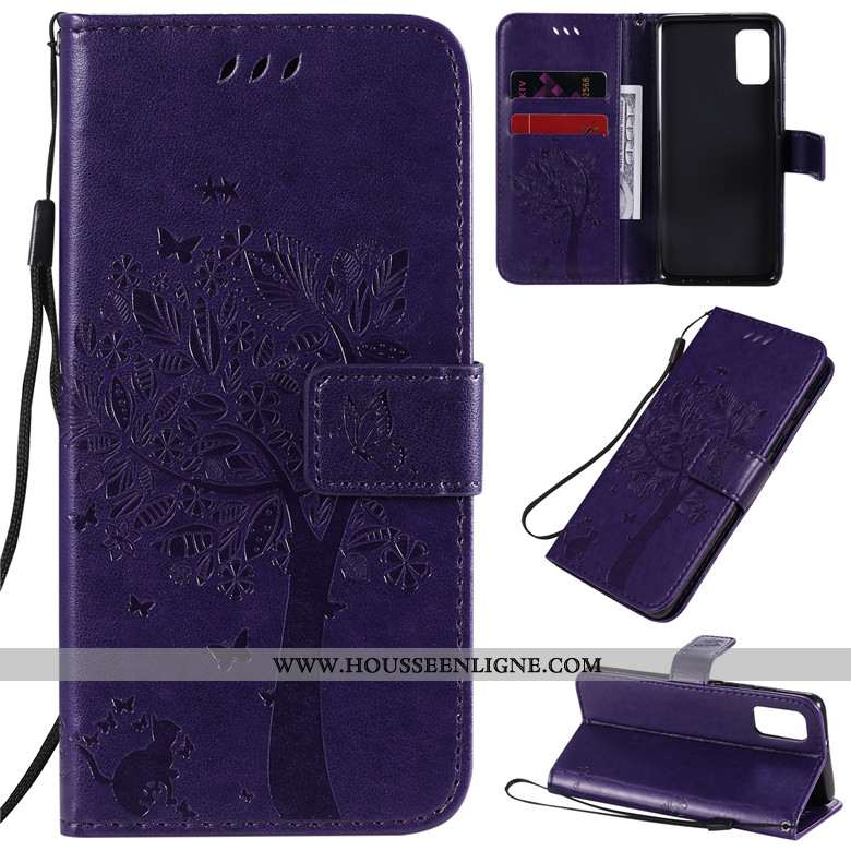Étui Samsung Galaxy A41 Protection Cuir Téléphone Portable Violet Tout Compris Silicone Housse