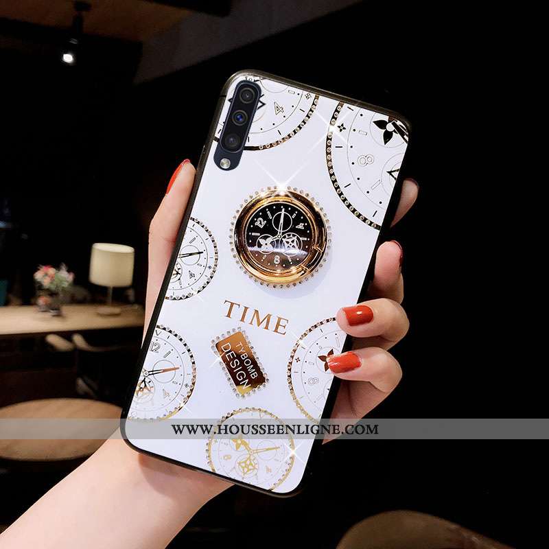 Étui Samsung Galaxy A50 Fluide Doux Luxe Créatif Personnalité Téléphone Portable Étoile Coque Blanch
