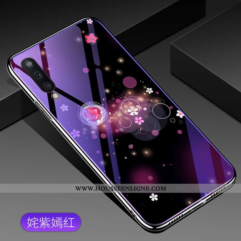 Étui Samsung Galaxy A50 Verre Dessin Animé Téléphone Portable Étoile Violet Protection