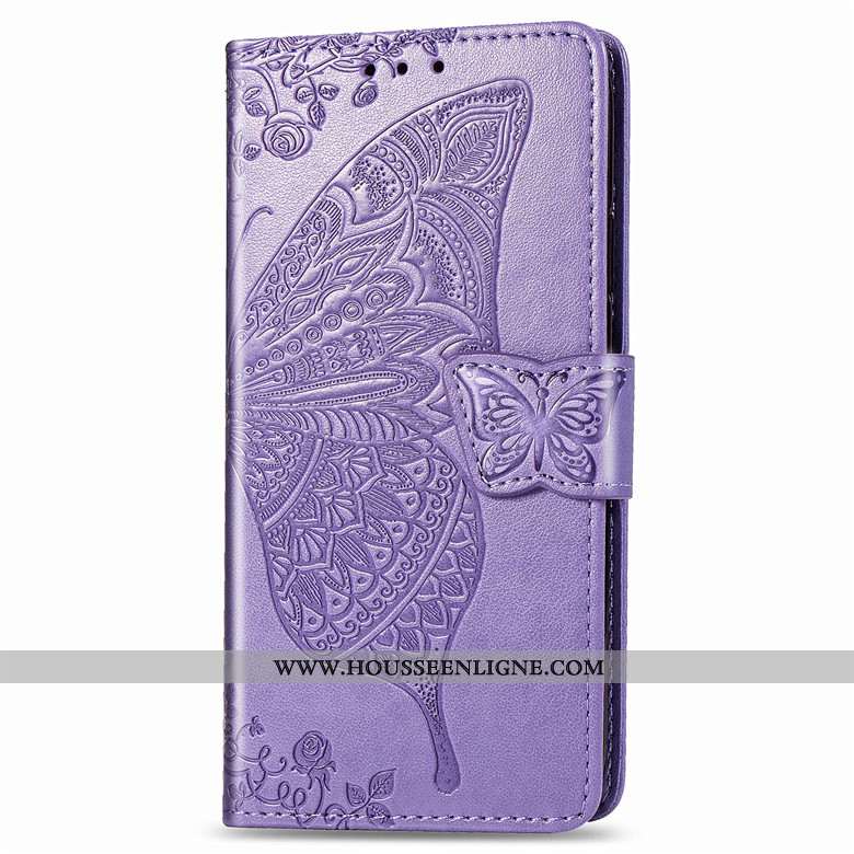 Étui Samsung Galaxy A50s Cuir Protection Violet Incassable Housse Fleur