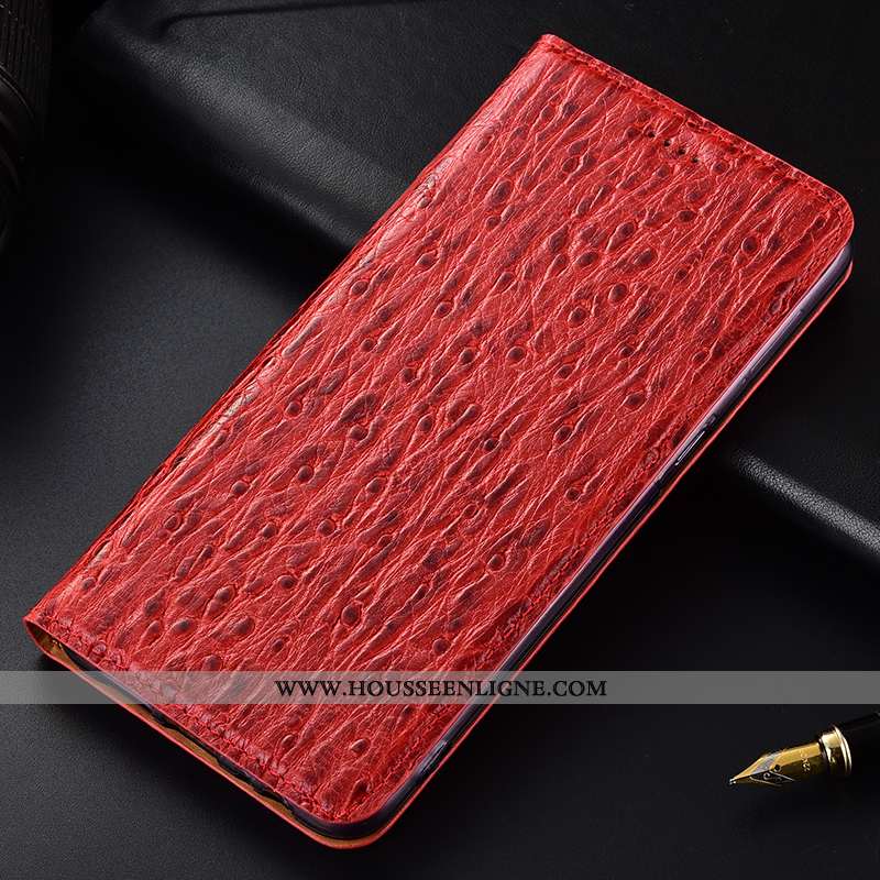Étui Samsung Galaxy A50s Cuir Véritable Modèle Fleurie Rouge Tout Compris Téléphone Portable Coque