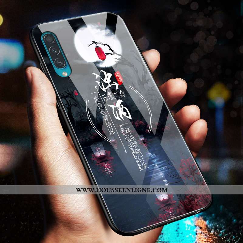 Étui Samsung Galaxy A50s Fluide Doux Silicone Tendance Net Rouge Téléphone Portable Étoile Miroir Bl
