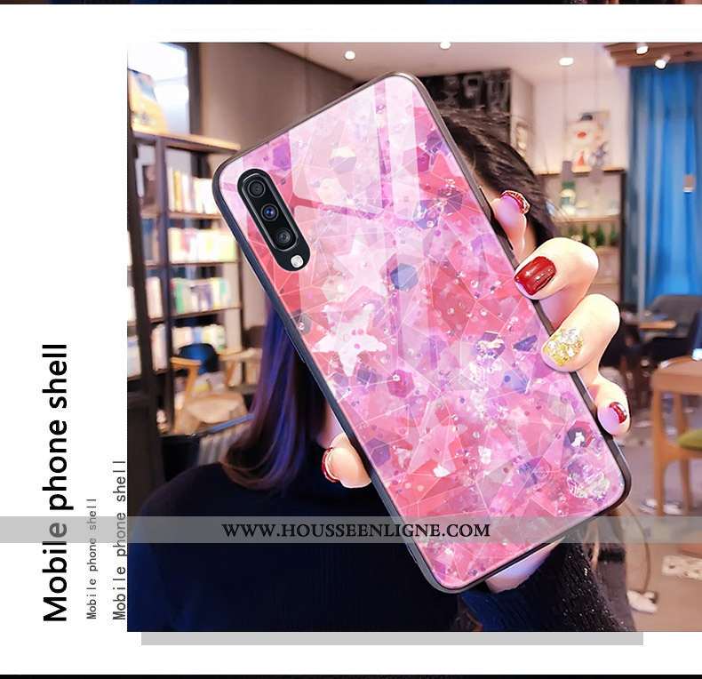 Étui Samsung Galaxy A50s Téléphone Portable Losange Rose Étoile Coque