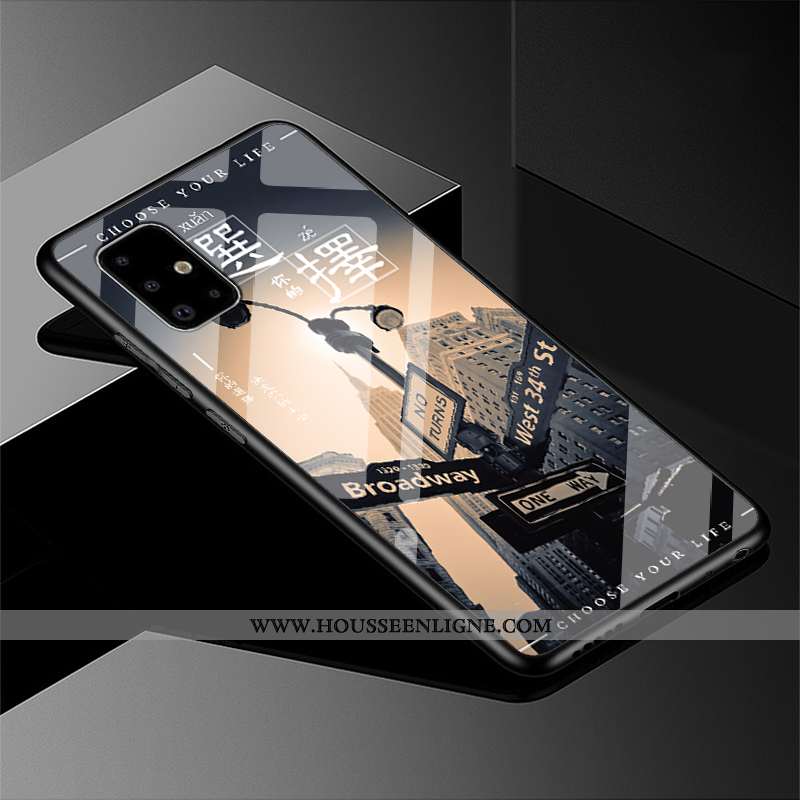 Étui Samsung Galaxy A51 Personnalité Tendance Étoile Protection Miroir Coque Délavé En Daim Noir