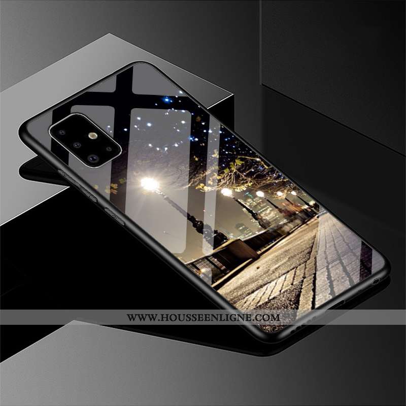 Étui Samsung Galaxy A51 Personnalité Tendance Étoile Protection Miroir Coque Délavé En Daim Noir