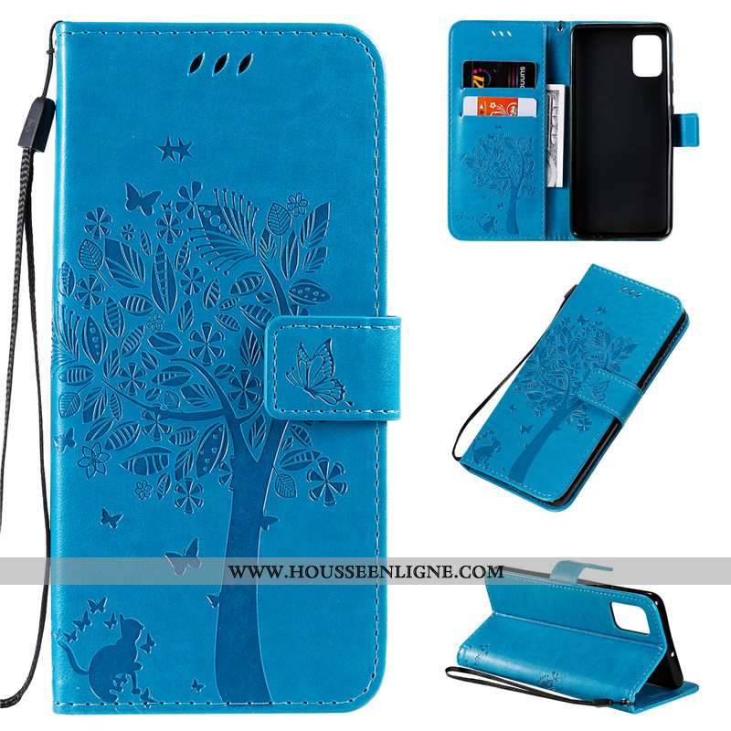 Étui Samsung Galaxy A51 Protection Cuir Clamshell Bleu Incassable Téléphone Portable Étoile