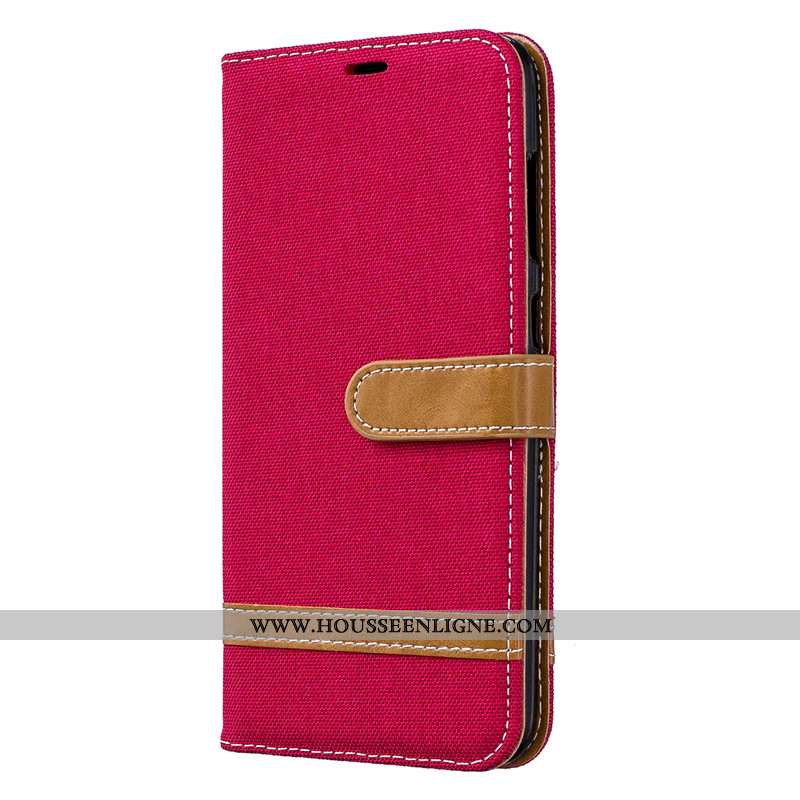 Étui Samsung Galaxy A70 Cuir Protection Téléphone Portable Housse En Denim Coque Portefeuille Violet