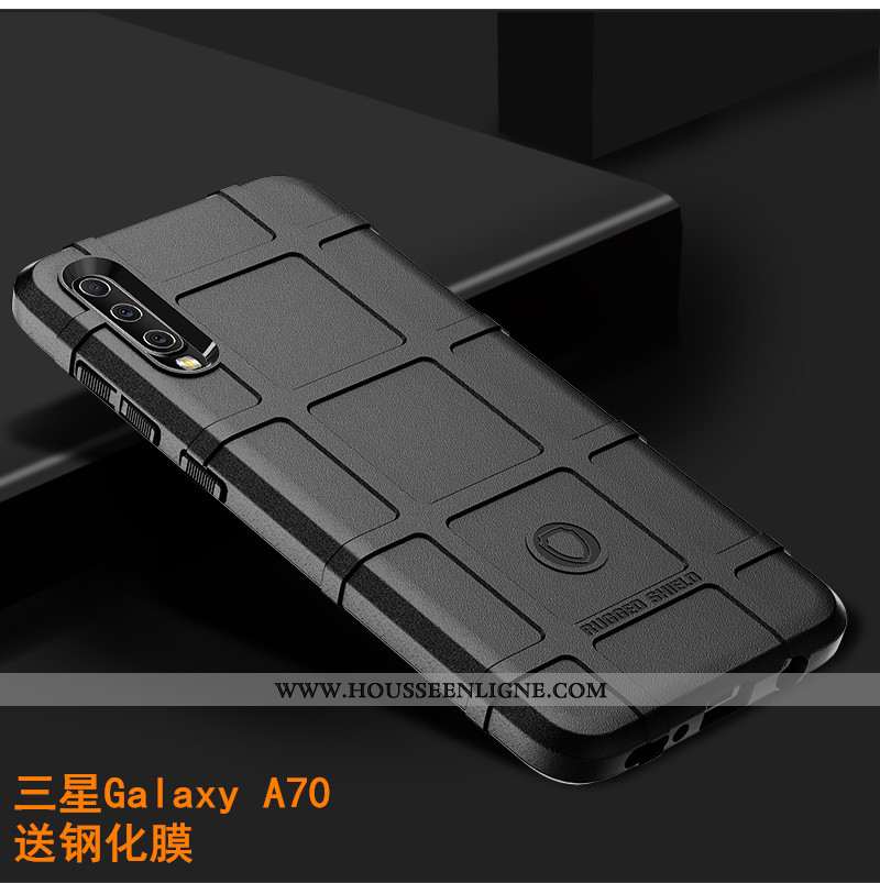 Étui Samsung Galaxy A70 Délavé En Daim Personnalité Tendance Créatif Tout Compris Luxe Silicone Noir