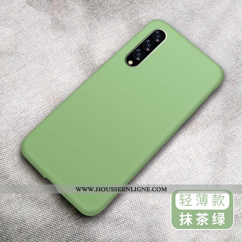 Étui Samsung Galaxy A70 Fluide Doux Silicone Coque Étoile Vert Couleur Unie Téléphone Portable Verte