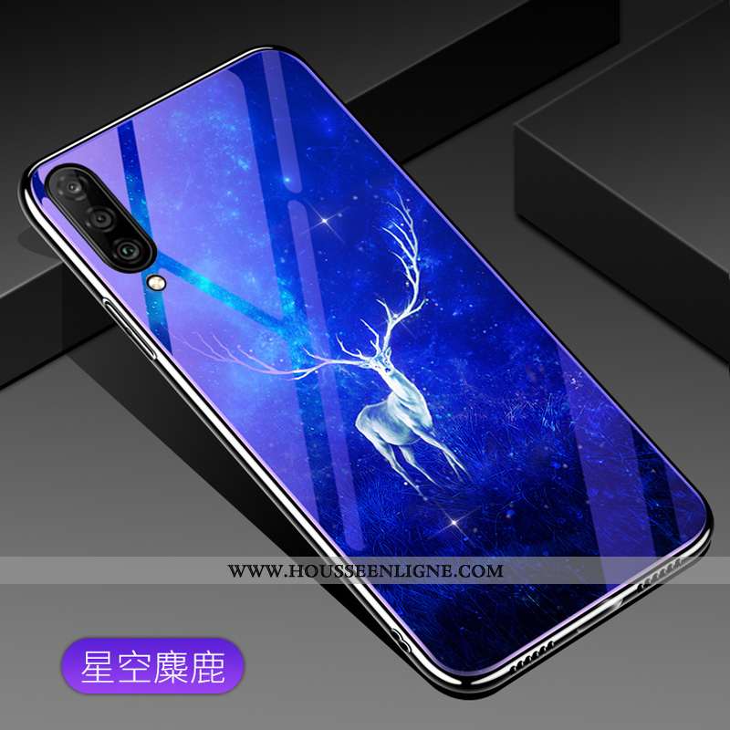 Étui Samsung Galaxy A70 Verre Personnalité Couleur Unie Motif Bleu Téléphone Portable Violet