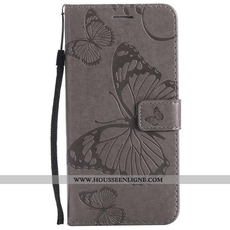 Étui Samsung Galaxy A70s Protection Cuir Orange Téléphone Portable Coque Fleurs De Papillons