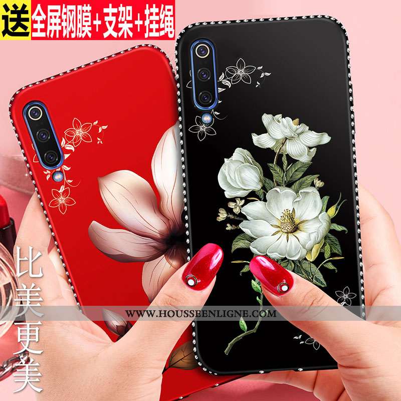 Étui Samsung Galaxy A70s Silicone Mode Coque Protection Rouge Étoile Fleur