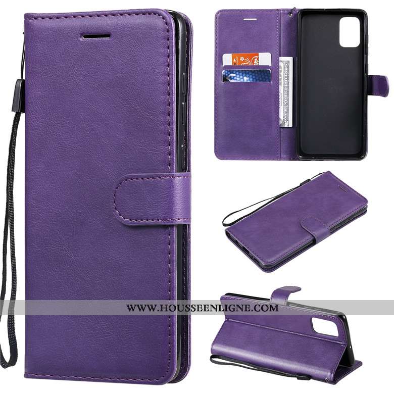 Étui Samsung Galaxy A71 Cuir Protection Étoile Coque Couleur Unie Incassable Violet