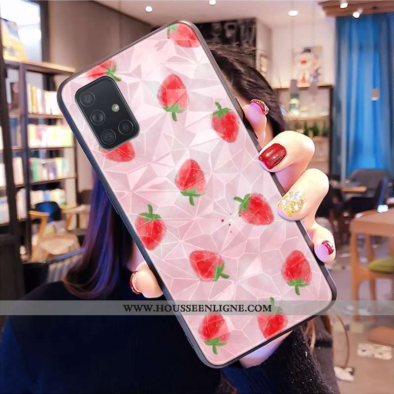 Étui Samsung Galaxy A71 Modèle Fleurie Frais Petit Étoile Rose Losange Téléphone Portable