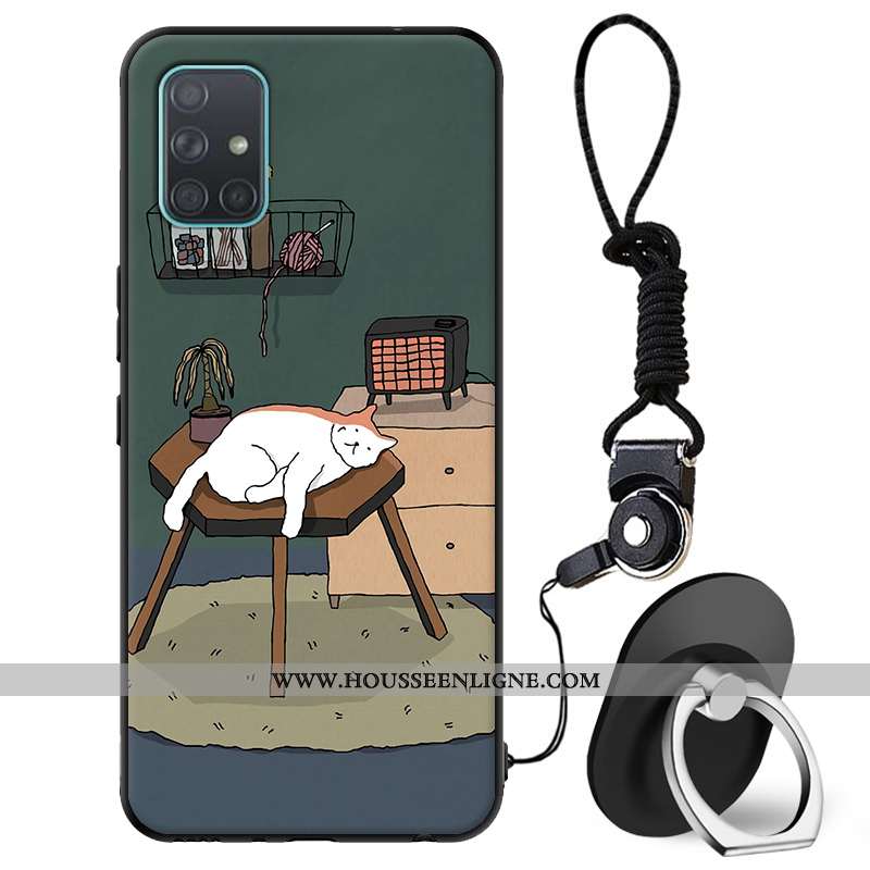 Étui Samsung Galaxy A71 Tendance Fluide Doux Étoile Coque Protection Téléphone Portable Verte