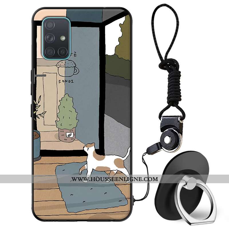Étui Samsung Galaxy A71 Tendance Fluide Doux Étoile Coque Protection Téléphone Portable Verte