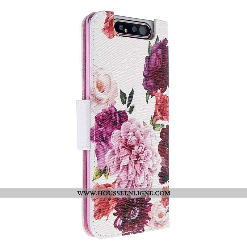 Étui Samsung Galaxy A80 Protection Cuir Téléphone Portable Housse Rose Coque Étoile