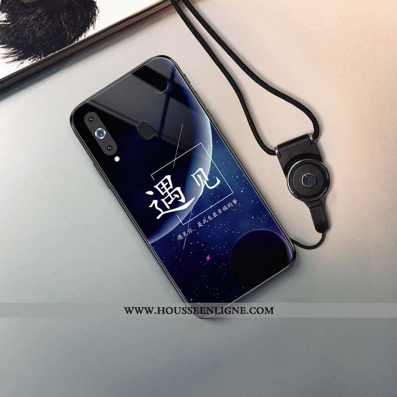 Étui Samsung Galaxy A8s Créatif Fluide Doux Coque Bleu Marin Protection Verre Ciel Étoilé Bleu Foncé