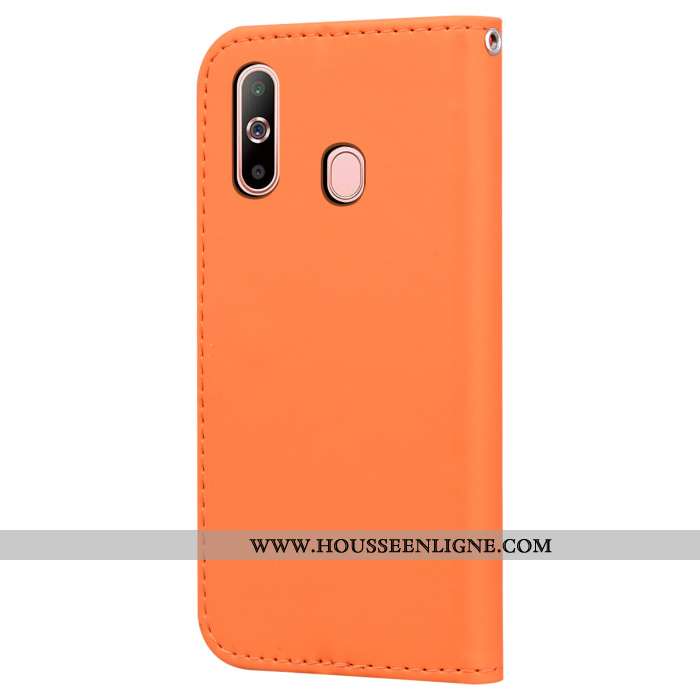 Étui Samsung Galaxy A8s Cuir Protection Coque Incassable Orange Téléphone Portable Dessin Animé
