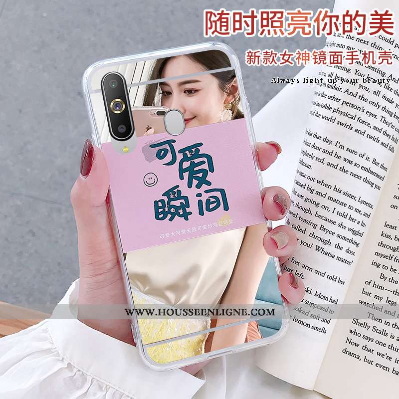 Étui Samsung Galaxy A8s Protection Fluide Doux Miroir Téléphone Portable Coque Blanc Étoile Blanche