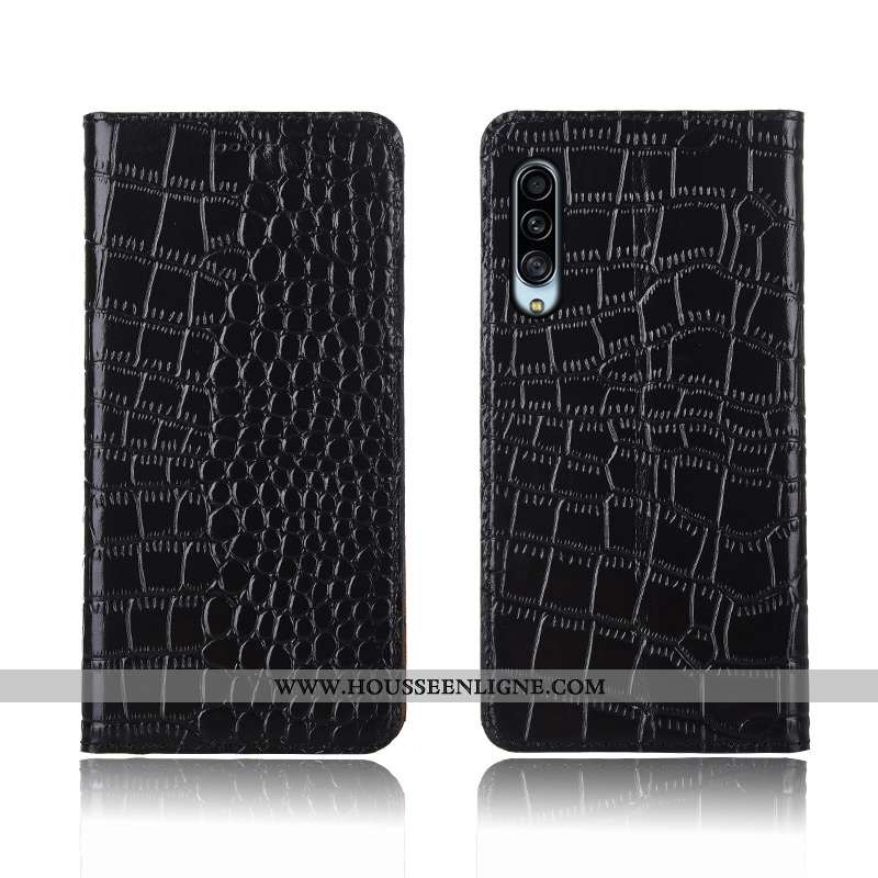 Étui Samsung Galaxy A90 5g Cuir Véritable Cuir Crocodile Téléphone Portable Incassable Marron Étoile