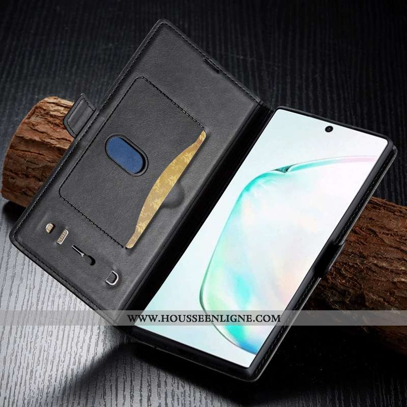 Étui Samsung Galaxy Note 10 Cuir Véritable Coque Téléphone Portable Étoile Tout Compris Luxe Marron