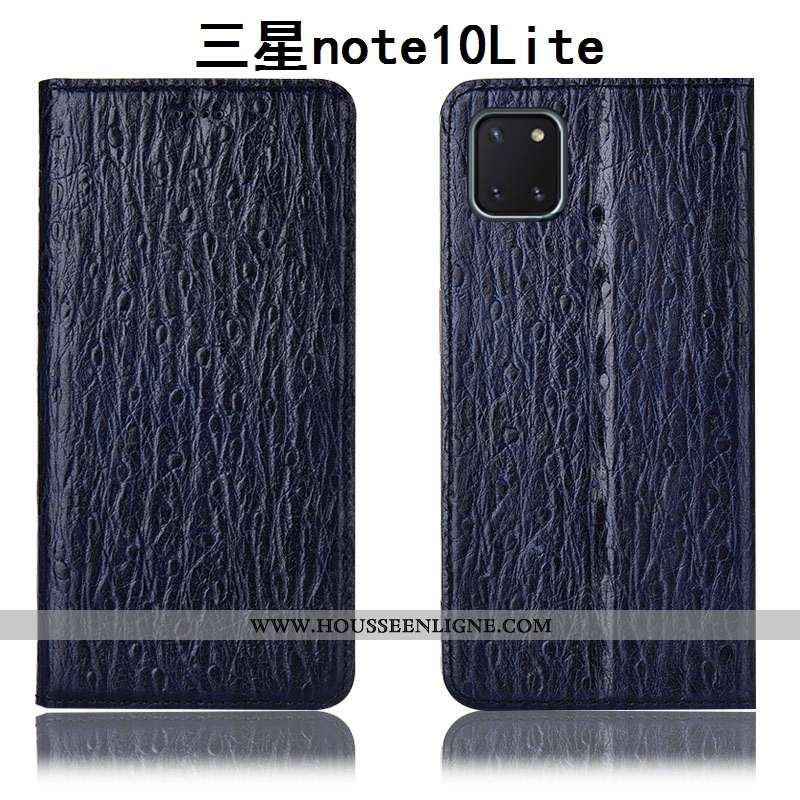 Étui Samsung Galaxy Note 10 Lite Cuir Véritable Protection Noir Téléphone Portable Incassable Coque