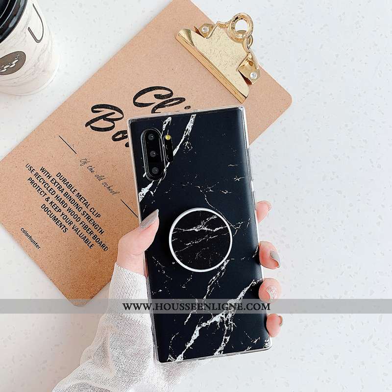 Étui Samsung Galaxy Note 10+ Personnalité Modèle Fleurie Silicone Incassable Coque Noir Grand