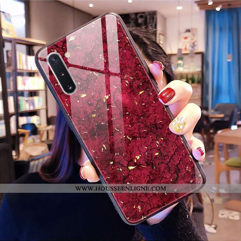 Étui Samsung Galaxy Note 10 Verre Personnalité Coque Rouge Téléphone Portable Tendance Étoile