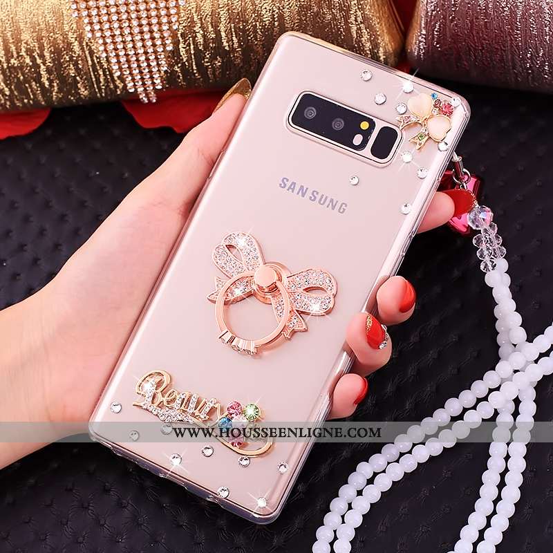 Étui Samsung Galaxy Note 8 Créatif Cou Suspendu Strass Fluide Doux Anneau Téléphone Portable Coque D