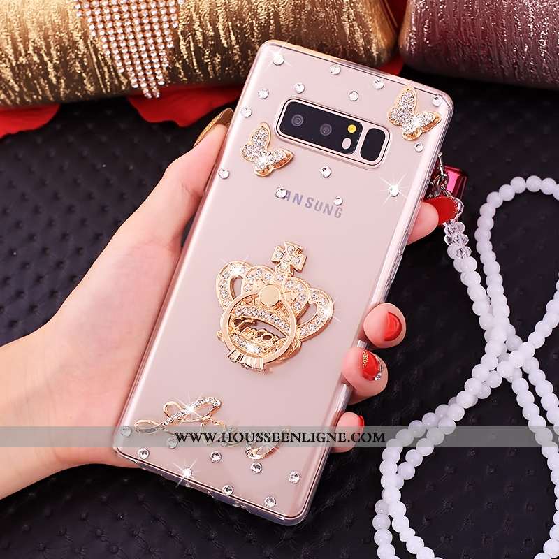 Étui Samsung Galaxy Note 8 Créatif Cou Suspendu Strass Fluide Doux Anneau Téléphone Portable Coque D